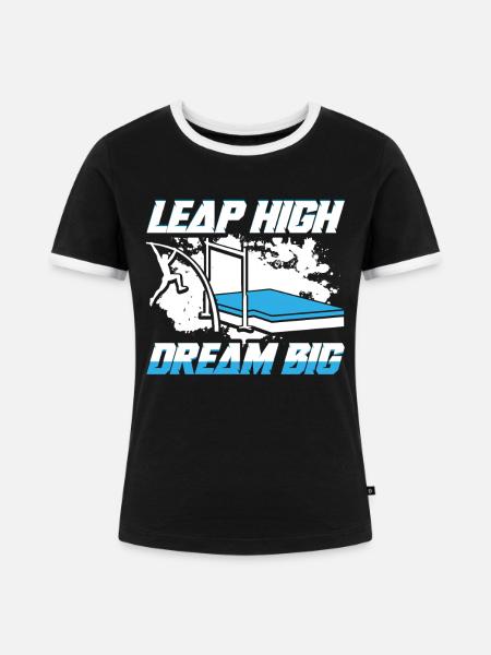Stabhochsprung Stabspringer Stabhochspringer - Frauen Kontrast-T-Shirt - Schwarz/Weiß