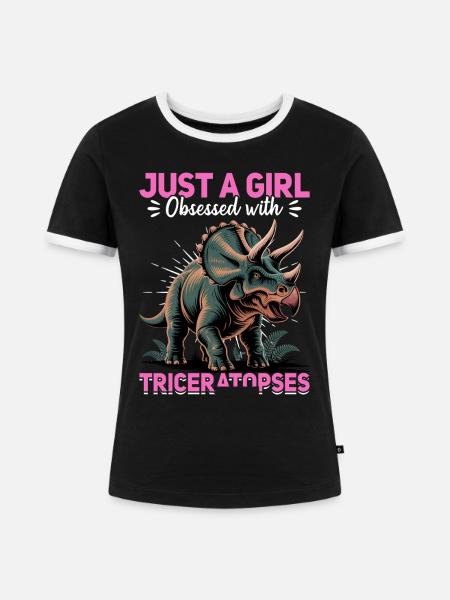 Dinosaur Triceratops Prehistoric - Frauen Kontrast-T-Shirt - Schwarz/Weiß