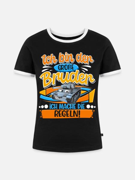 Panzer Großer Bruder - Frauen Kontrast-T-Shirt - Schwarz/Weiß