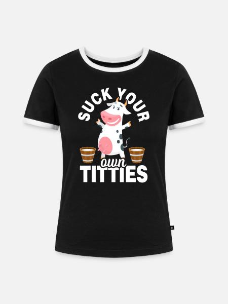Kuh Bauer Milchkuh Melken - Frauen Kontrast-T-Shirt - Schwarz/Weiß