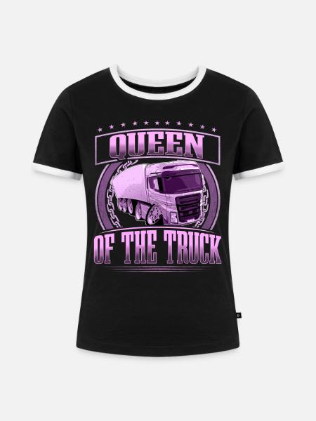 LKW Fahrerin - Frauen Kontrast-T-Shirt - Schwarz/Weiß