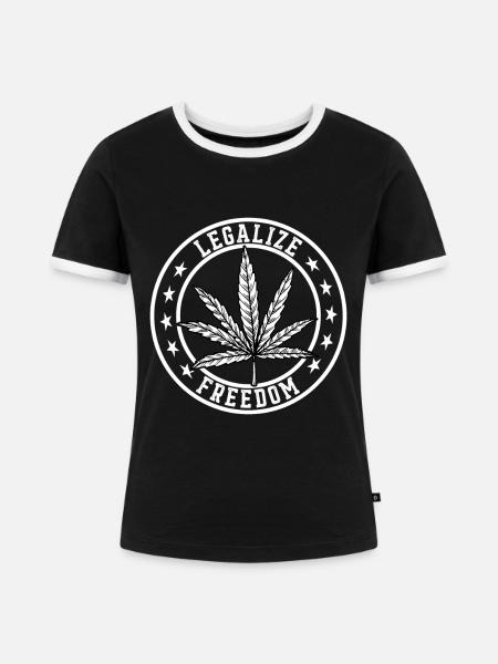 Cannabis Marihuana Weed Kiffen - Frauen Kontrast-T-Shirt - Schwarz/Weiß