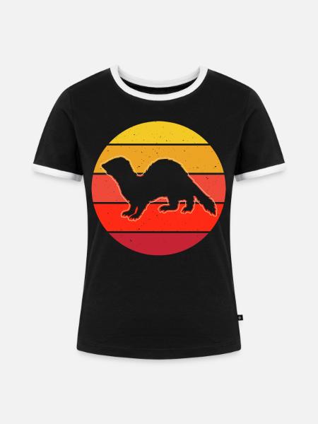 Frettchen - Frauen Kontrast-T-Shirt - Schwarz/Weiß