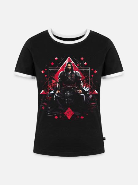 Japanisch Kunstwerk - Frauen Kontrast-T-Shirt - Schwarz/Weiß