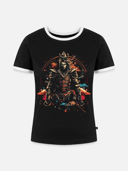 Japanisch Kunstwerk - Frauen Kontrast-T-Shirt - Schwarz/Weiß