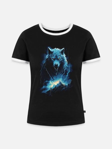 Werwolf Wolf Mythologie Rollenspiele Tier - Frauen Kontrast-T-Shirt - Schwarz/Weiß