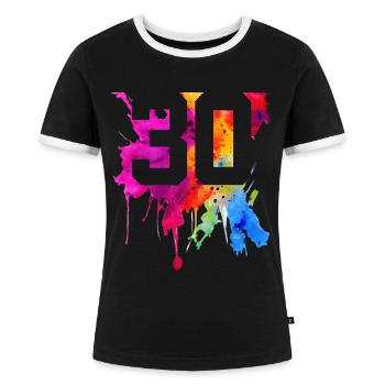 30 JAHRE 30. GEBURTSTAG - Frauen Kontrast-T-Shirt - Schwarz/Weiß - Vorne - Selfina (174cm)