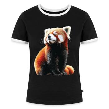 Roter Panda - Frauen Kontrast-T-Shirt - Schwarz/Weiß - Vorne - Selfina (174cm)