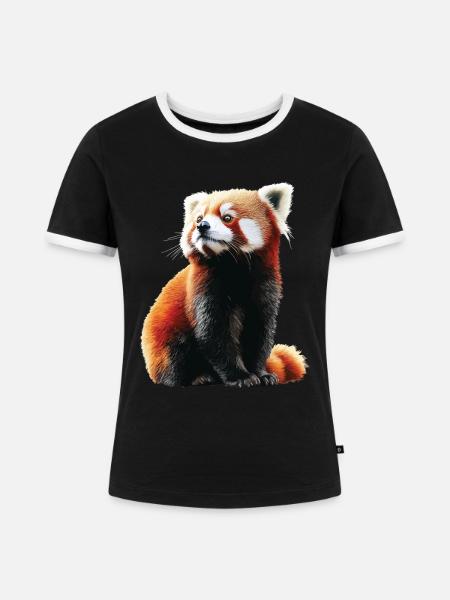 Roter Panda - Frauen Kontrast-T-Shirt - Schwarz/Weiß