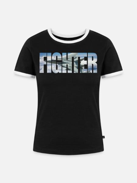 Fighter F-14 Tomcat - Frauen Kontrast-T-Shirt - Schwarz/Weiß