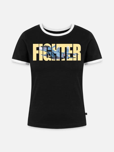 Fighter Su-30SM - Frauen Kontrast-T-Shirt - Schwarz/Weiß