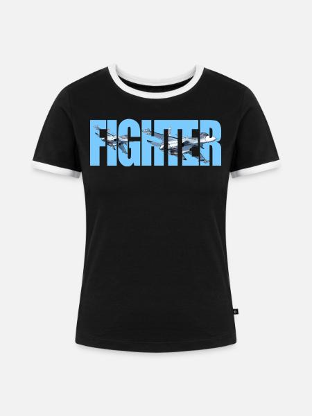 Fighter Su-30SM - Frauen Kontrast-T-Shirt - Schwarz/Weiß