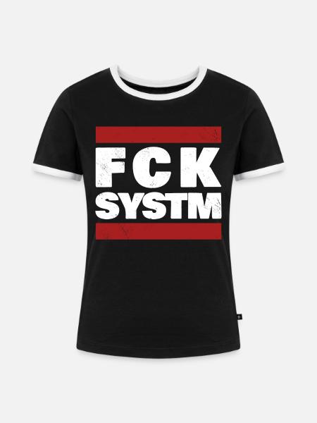 Fck System - Frauen Kontrast-T-Shirt - Schwarz/Weiß
