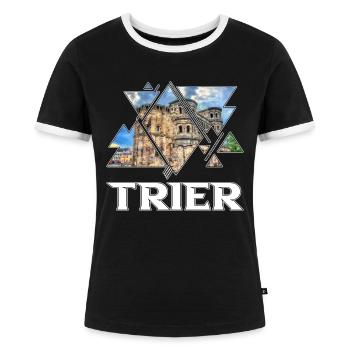 Trier Deutschland Stadt Skyline Porta Nigra - Frauen Kontrast-T-Shirt - Schwarz/Weiß - Vorne - Selfina (174cm)