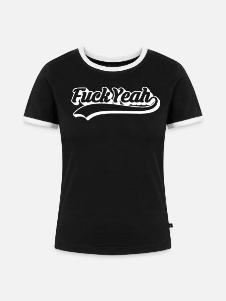 Retro-Stil 'Fuck yes'-Skript - Frauen Kontrast-T-Shirt - Schwarz/Weiß