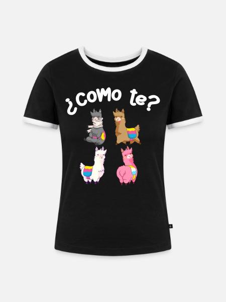 Como Te Lamas, Lama - Frauen Kontrast-T-Shirt - Schwarz/Weiß