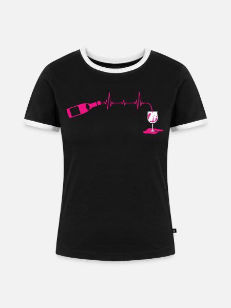 Weinliebhaber, Rotweintrinker - Frauen Kontrast-T-Shirt - Schwarz/Weiß