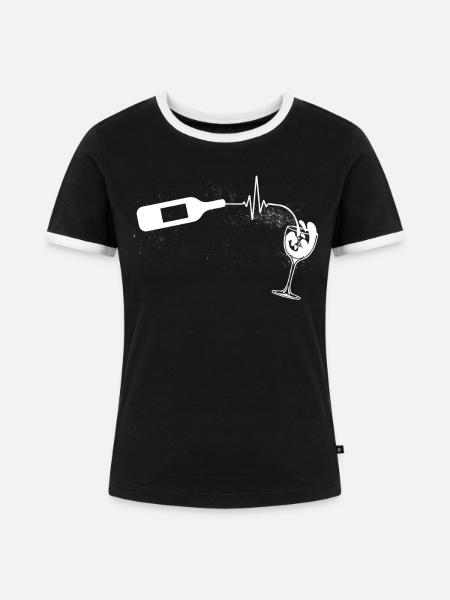 Weinliebhaber, Rotweintrinker - Frauen Kontrast-T-Shirt - Schwarz/Weiß