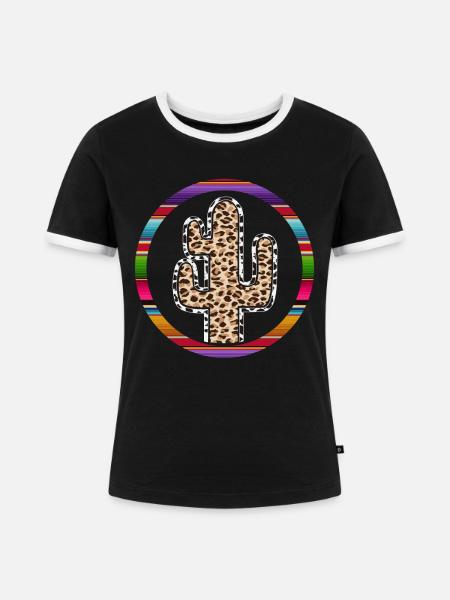 Westliche Kuhkaktus - Frauen Kontrast-T-Shirt - Schwarz/Weiß
