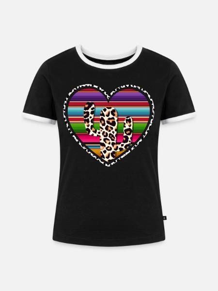 Westliche Kuhkaktus - Frauen Kontrast-T-Shirt - Schwarz/Weiß