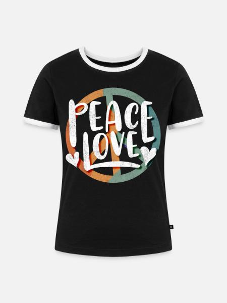 Friedensliebe, Frieden - Frauen Kontrast-T-Shirt - Schwarz/Weiß