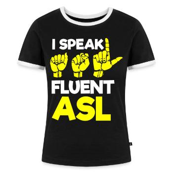 Gehörloser Stolz, Gehör, Behinderte, Taubheit - Frauen Kontrast-T-Shirt - Schwarz/Weiß - Vorne - Selfina (174cm)