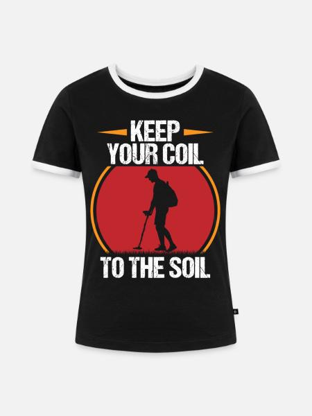 Metalldetektor, Metalldetektorist - Frauen Kontrast-T-Shirt - Schwarz/Weiß