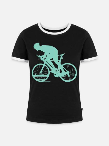 Cycling - Turquoise - Frauen Kontrast-T-Shirt - Schwarz/Weiß