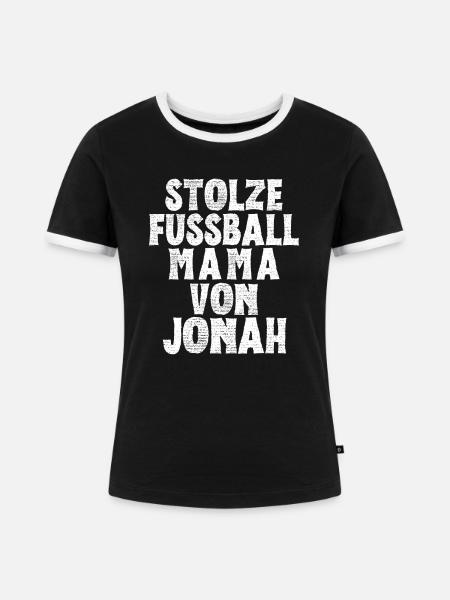 Stolze Fussball Mama von Jonah - Frauen Kontrast-T-Shirt - Schwarz/Weiß