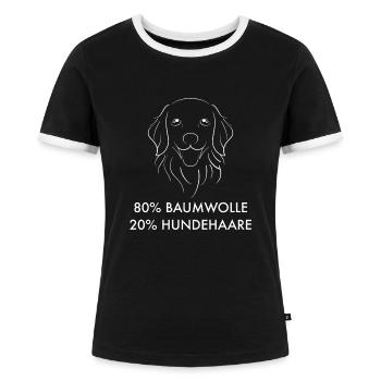 Hunde Witzig Spruch - Hundehaare - Frauen Kontrast-T-Shirt - Schwarz/Weiß - Vorne - Selfina (174cm)