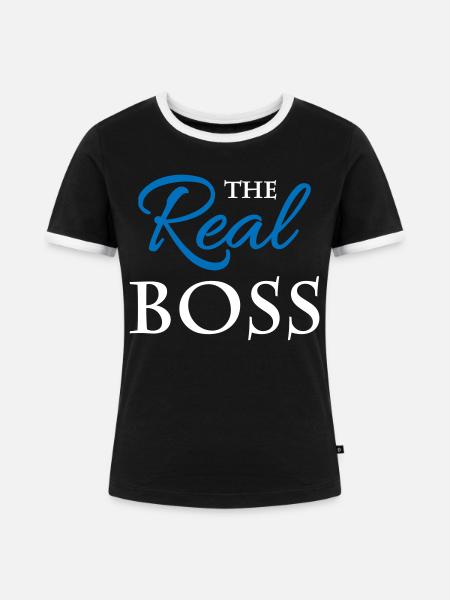 The real boss - Frauen Kontrast-T-Shirt - Schwarz/Weiß