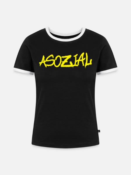 Asozial - Malle & Party-Spruch - Frauen Kontrast-T-Shirt - Schwarz/Weiß
