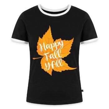 Frohen Herbst ihr alle - Herbstliebhaber - Frauen Kontrast-T-Shirt - Schwarz/Weiß - Vorne - Selfina (174cm)