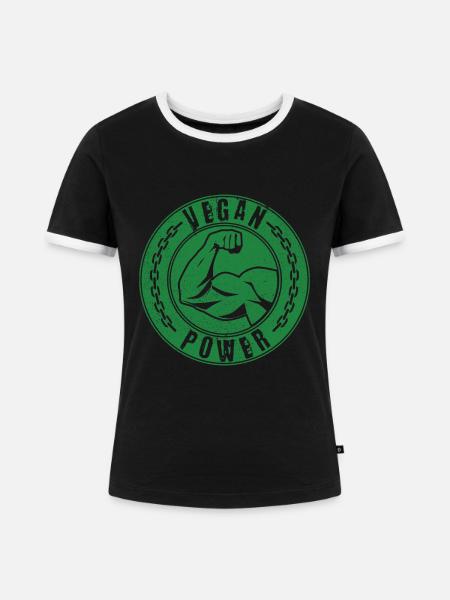 Vegan Power - Frauen Kontrast-T-Shirt - Schwarz/Weiß