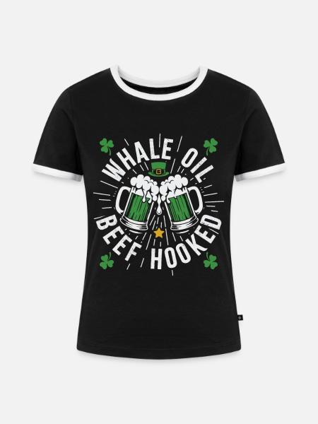 Walöl Rindfleisch Hooked - Frauen Kontrast-T-Shirt - Schwarz/Weiß