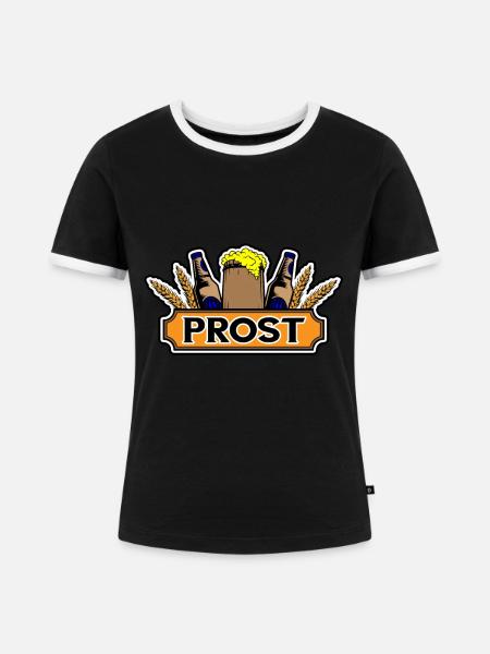 Prost Bier - Frauen Kontrast-T-Shirt - Schwarz/Weiß