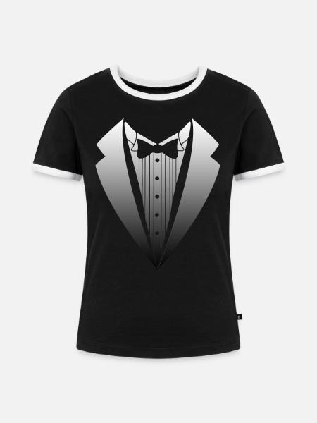 Anzug - Frauen Kontrast-T-Shirt - Schwarz/Weiß