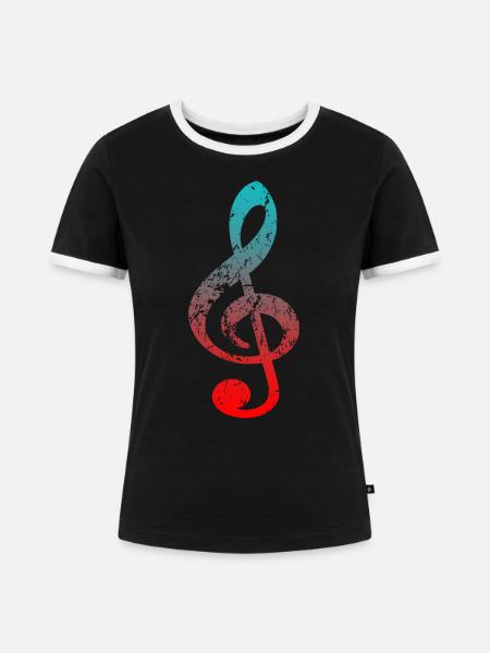 Notenschlüssel - Frauen Kontrast-T-Shirt - Schwarz/Weiß