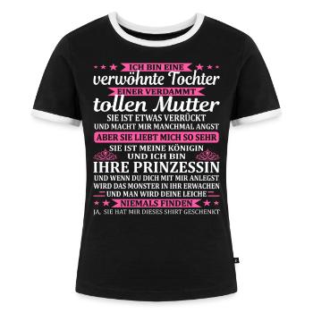 Mama und Tochter Verwöhnte Tochter Stolze Mutter - Frauen Kontrast-T-Shirt - Schwarz/Weiß - Vorne - Selfina (174cm)