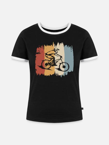Downhill - Retro Style - Frauen Kontrast-T-Shirt - Schwarz/Weiß