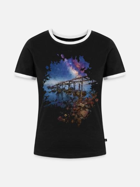 Horizont - Frauen Kontrast-T-Shirt - Schwarz/Weiß