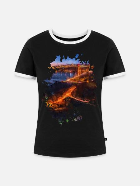 Stadt bei Nacht - Frauen Kontrast-T-Shirt - Schwarz/Weiß