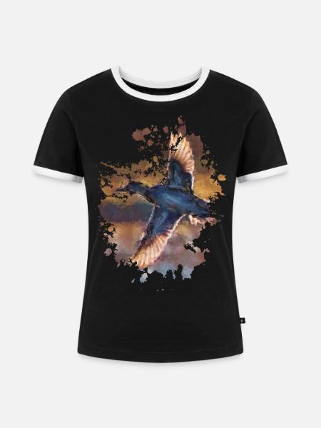 Vogel - Frauen Kontrast-T-Shirt - Schwarz/Weiß
