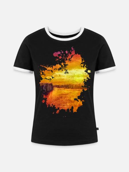 Landschaft - Frauen Kontrast-T-Shirt - Schwarz/Weiß