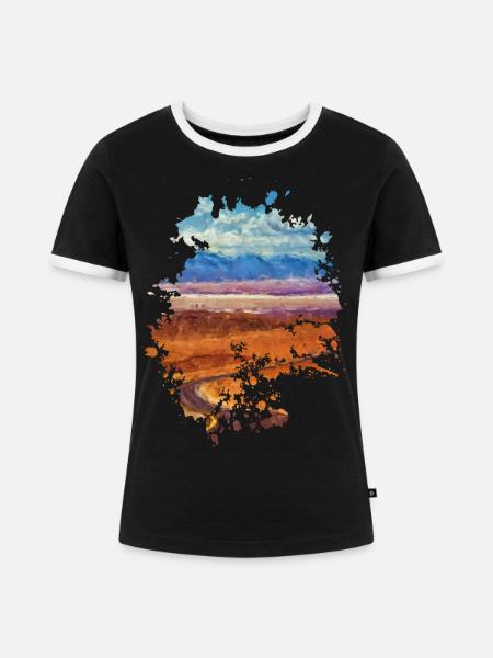 Landschaft - Frauen Kontrast-T-Shirt - Schwarz/Weiß