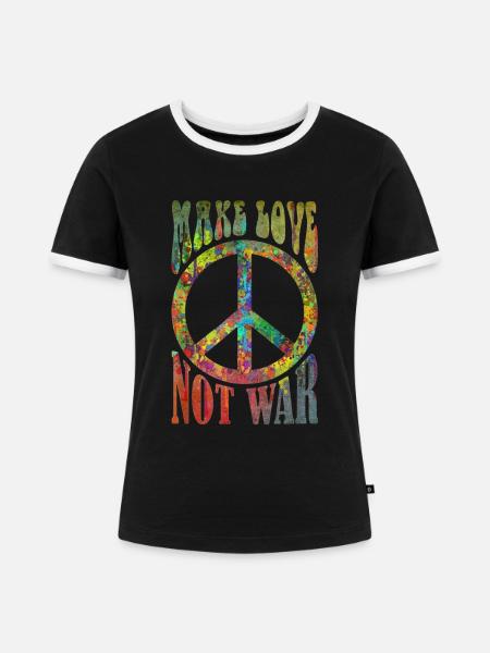 MAKE LOVE - NOT WAR - Frauen Kontrast-T-Shirt - Schwarz/Weiß