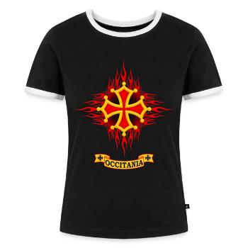 Occitania flaming - Frauen Kontrast-T-Shirt - Schwarz/Weiß - Vorne - Selfina (174cm)