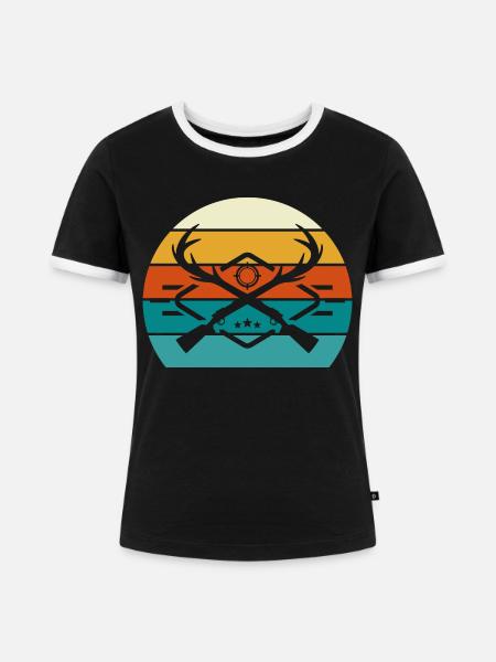 Hunter für Jäger - Frauen Kontrast-T-Shirt - Schwarz/Weiß