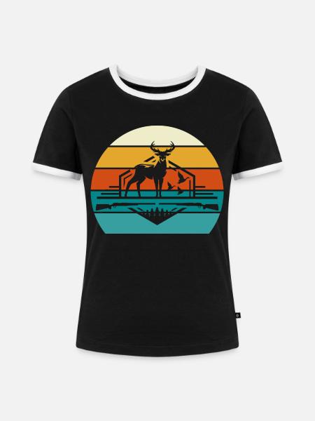 Hunter für Jäger - Frauen Kontrast-T-Shirt - Schwarz/Weiß