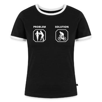 PROBLEMFAHRRAD-LÖSUNG - Frauen Kontrast-T-Shirt - Schwarz/Weiß - Vorne - Selfina (174cm)